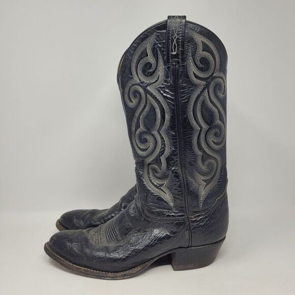 Tony Lama Boots Mens 8.5D Black Leather Western Cowboy Rodeo 8410 - Picture 5 of 11